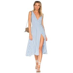 Privacy Please Wilson Wrap Dress Blue‎ & White Stripe Midi Summer Womens Large